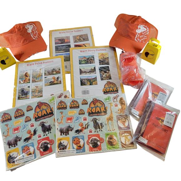 ROAR VBS Lot Posters Stickers Caps Wristbands Cowbells Passports Daycare School - Picture 1 of 16